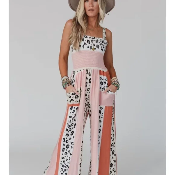 NWOT SERENDIPITY ANIMAL PRINT JUMPSUIT Size L - Picture 3 of 13